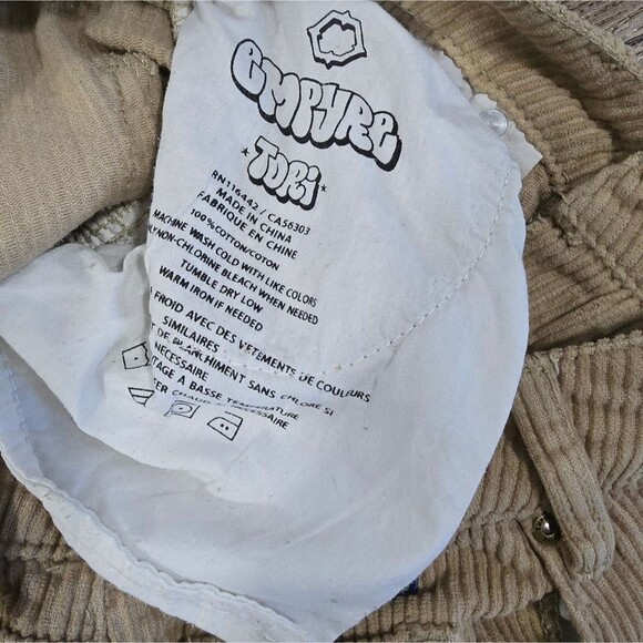 Empyre Pants Tori Corduroy Skate Size 7 Womens Tan High Rise Loose Baggy Y2K - Picture 5 of 5